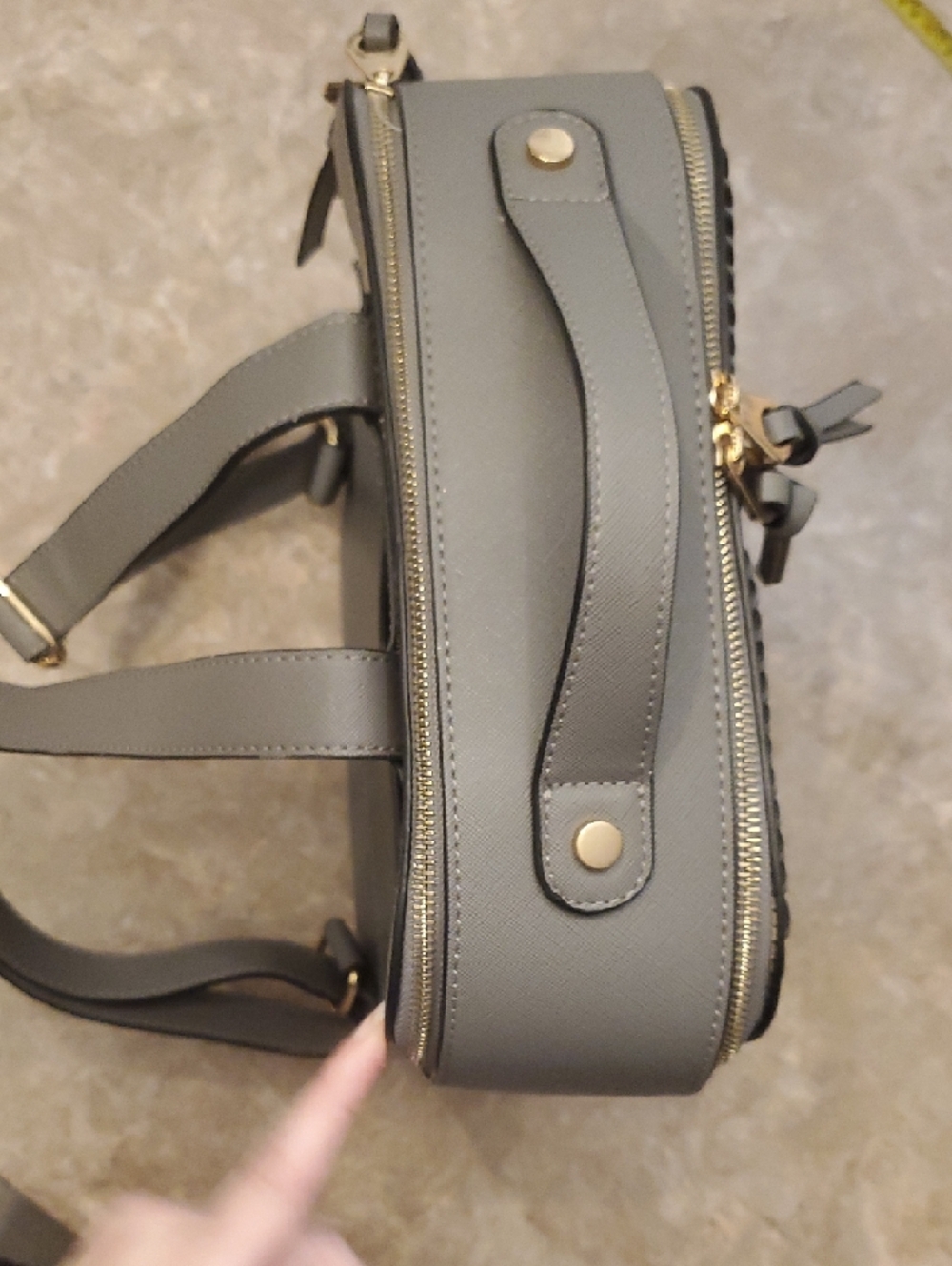 Calpak Kaya Gray Laptop Backpack with Gold Hardware - Picture 5 of 11